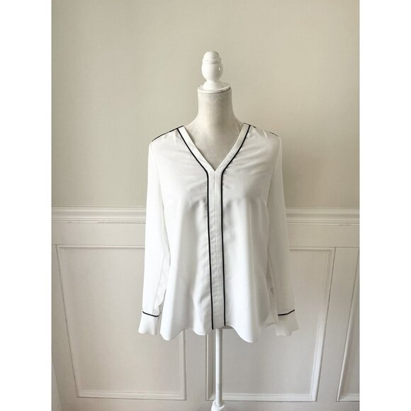 Hobbs London Beth Piped Blouse White 9 - Picture 2 of 6